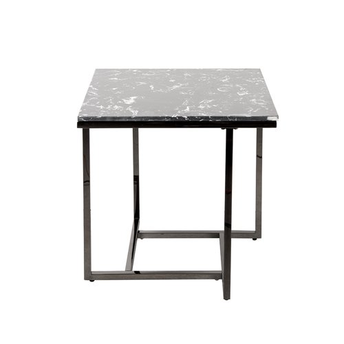 Titan-side table top black marble stailess steel