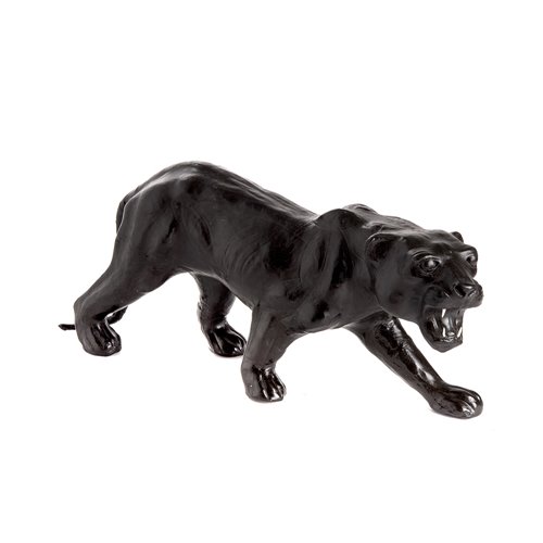 Sculpture panthere noir en cuir