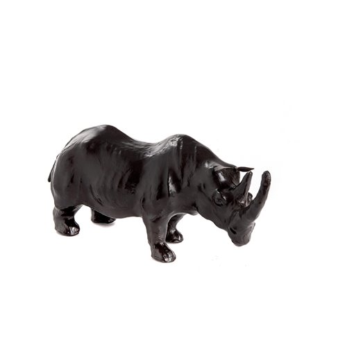 Leather rhino sculpture