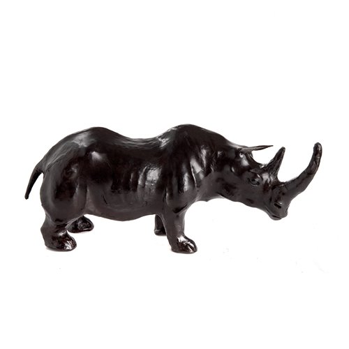 Leather rhino sculpture