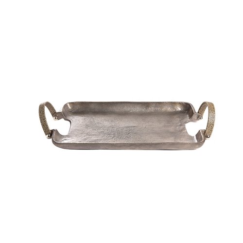 Tray in metal shagreen handle