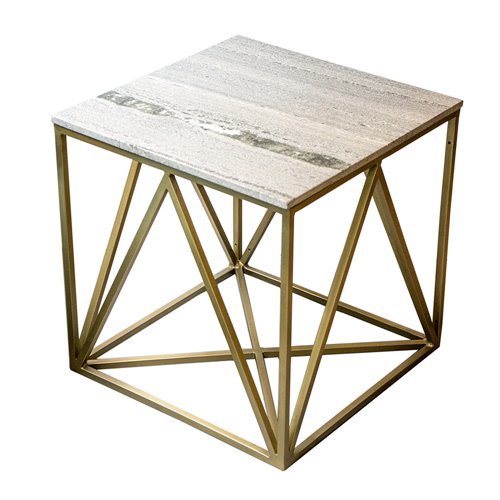 Square side table marble/brass