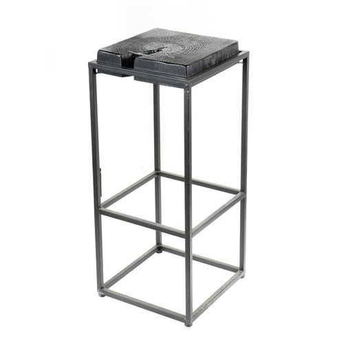 Burn-side table/stool pine darken-metal l