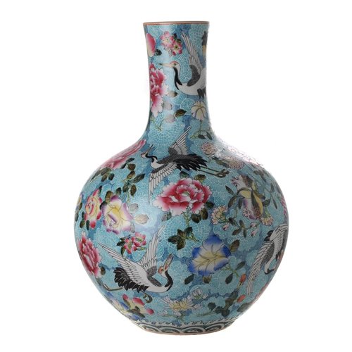 Vase col droit gm qing turquoise