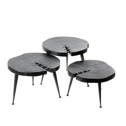 Burn-table d'appoint pin noirci-