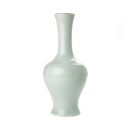 Straight neck vase glazed blue grey