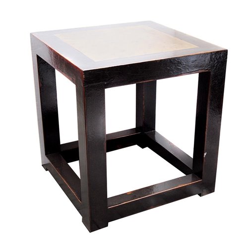 Side table black lacquered marble