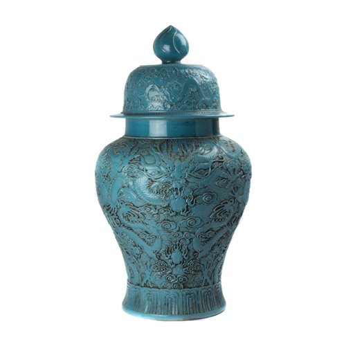 Vase turquoise sculpte main