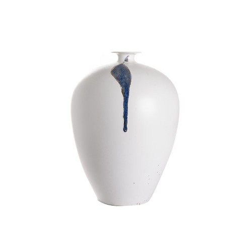 Vase grenade bleu blanc or
