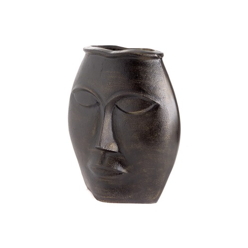 Vase visage layer bronze pm