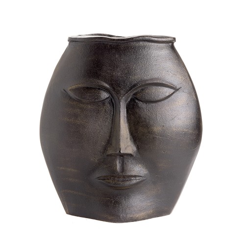 Vase visage layer bronze gm