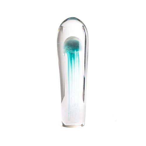 Teal glass jellyfish deco-39cm