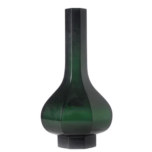 Octogonal vase beijing glass emerald