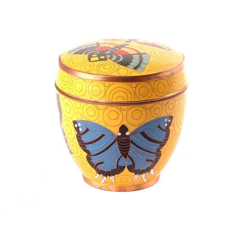 Round box butterfly yellow