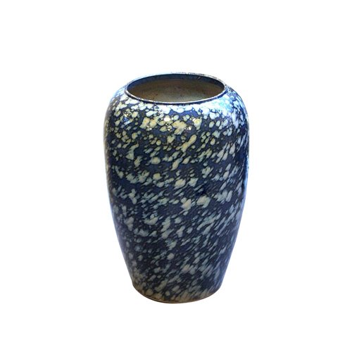 Vase low ls blue dapple