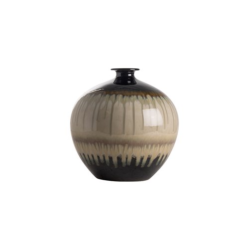 Vase round dripping black white