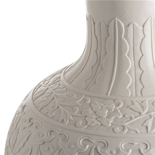 Straight neck vase hand carved