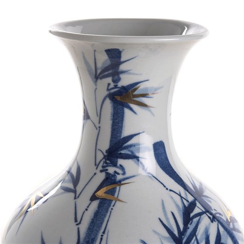Vase bleue blanche bambou