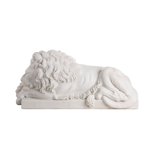White marble lion left