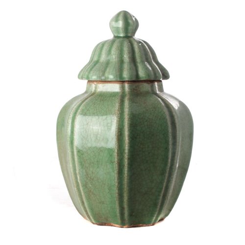 Pot with lid fluted celadon