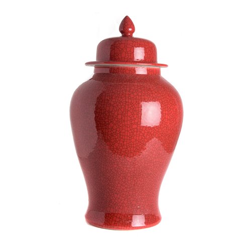 Temple jar crackled red