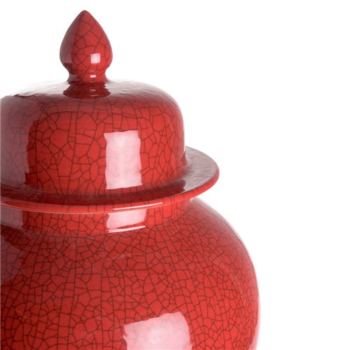 Temple jar crackled red