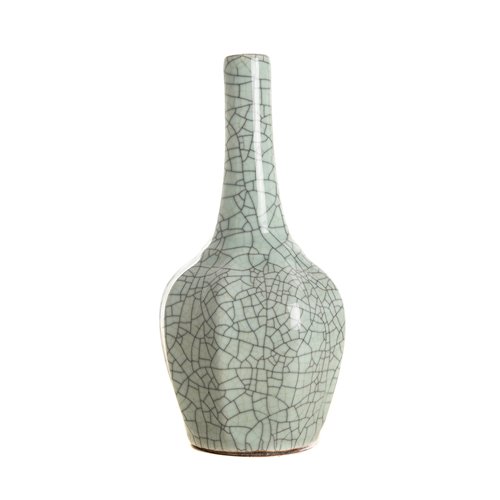 Fluted vase celadon crackled