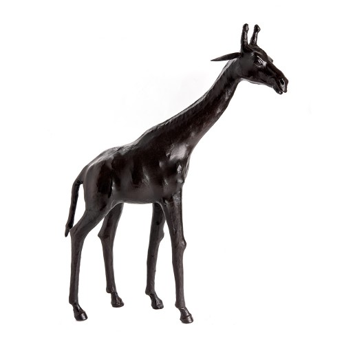 Sculpture girafe en cuir
