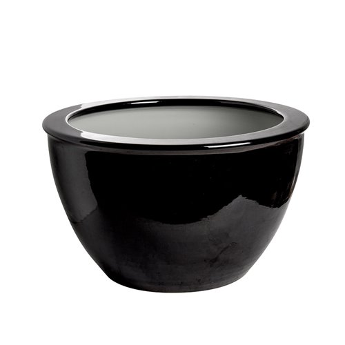 Planter pot porcelain reactive black