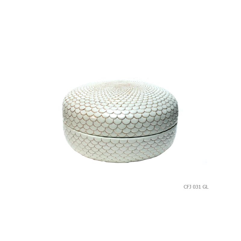 Boite ronde 'ecailles' celadon
