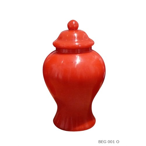 Jar with lid beijing glass coral