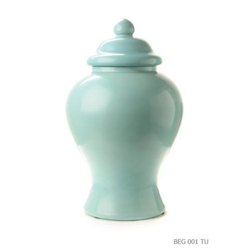 Jar with lid beijing glass turquoise
