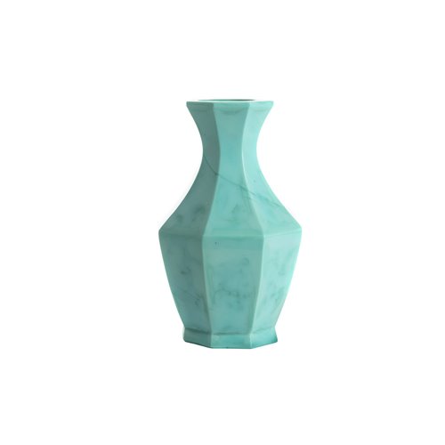 Vase octog. verre de pekin turquoise xs
