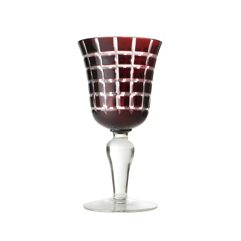 Set of 6 wine glasses square ruby