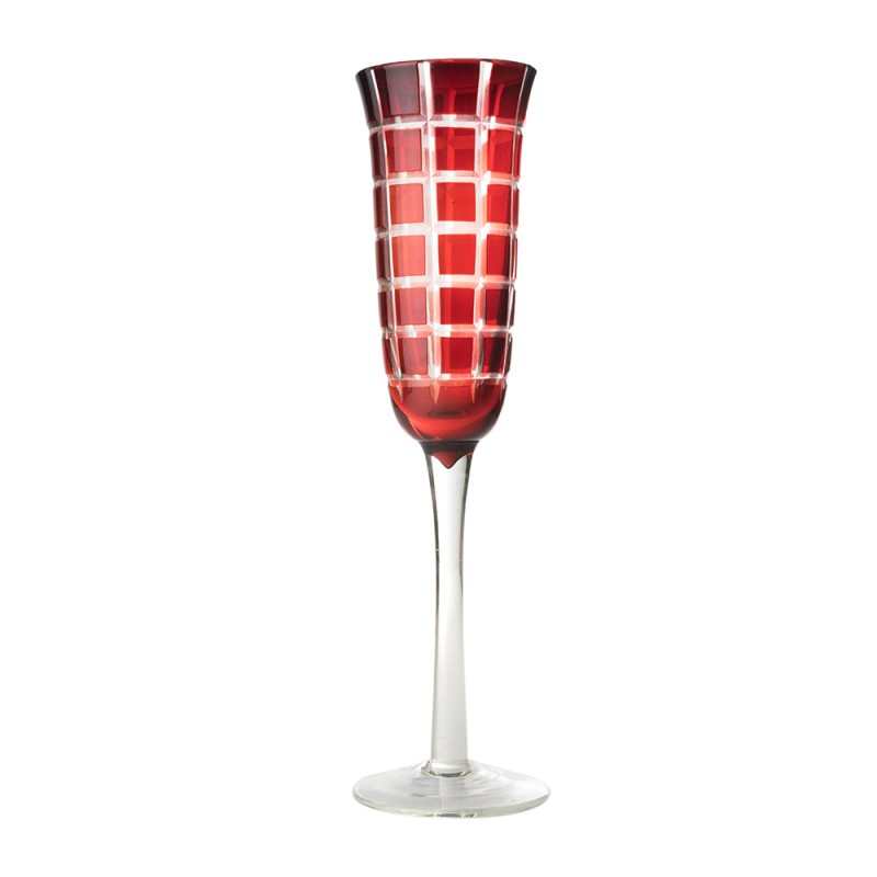 Set of 6 champagne glasses square ruby