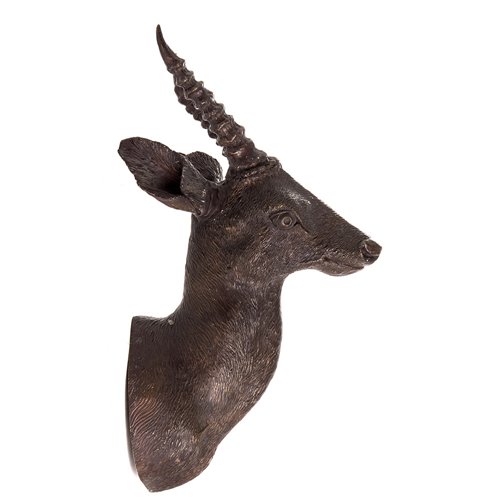 Gazelle head mural bronze