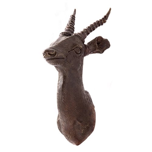Gazelle head mural bronze