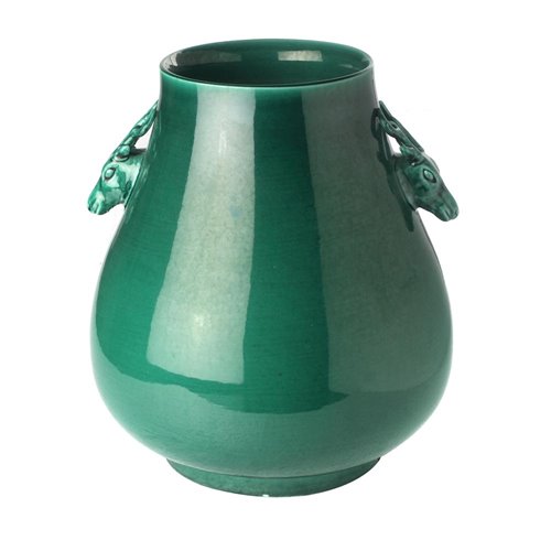 Vase deer handle green imperial