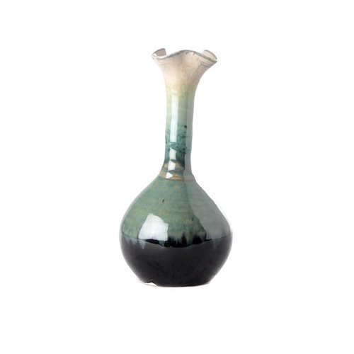 Round vase glazed green S