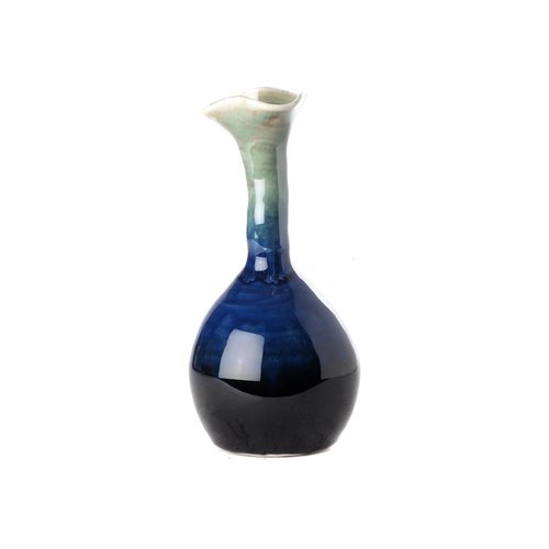 Round vase glazed dark blue S