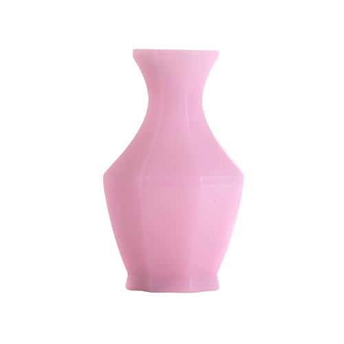 Vase octogonal pate verre rose