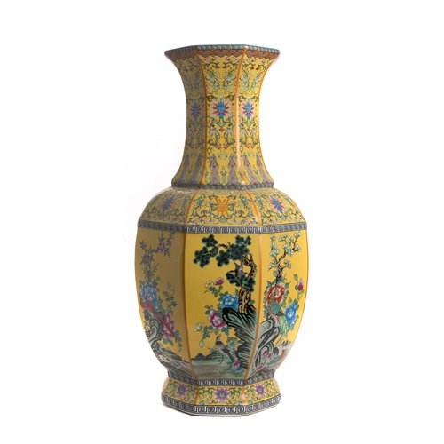Yellow porcelain vase