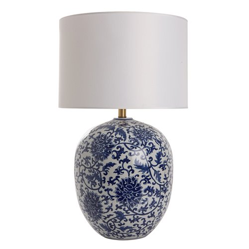 Base lamp round lotus blue white