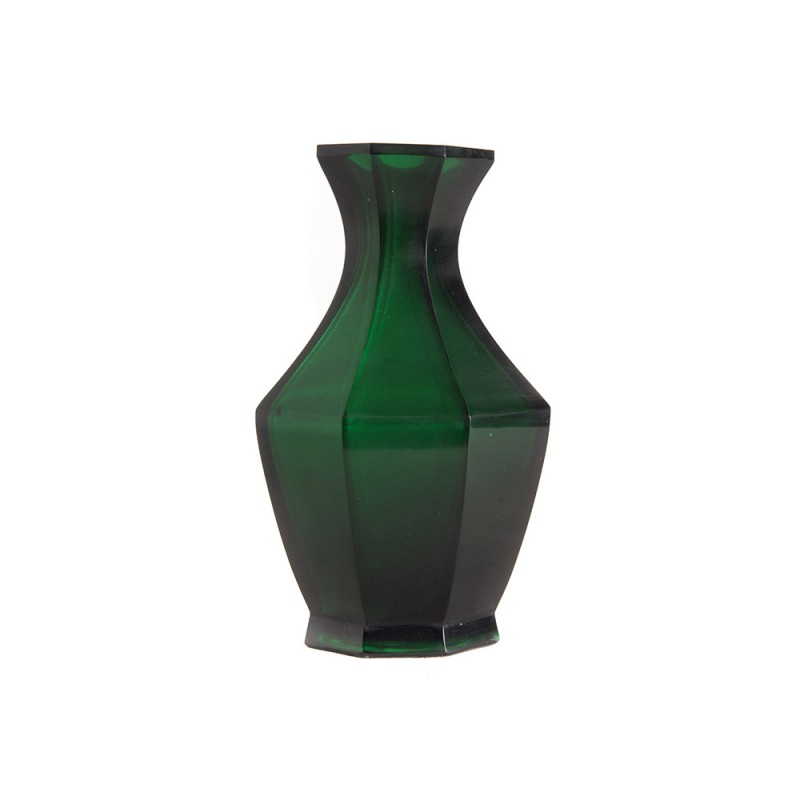 Octagonal vase emerald