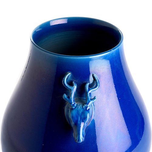 Vase deer handle blue S