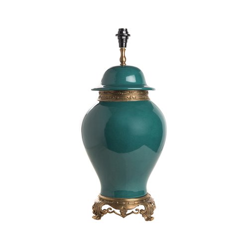 Lamp base temple jar imperial green