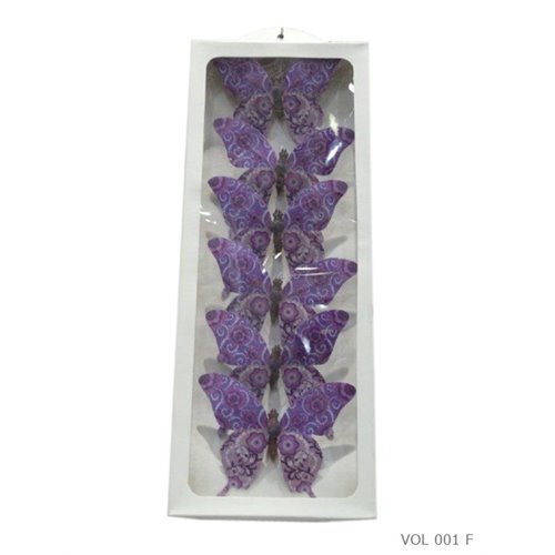Set of 6 paper butterflies purple L