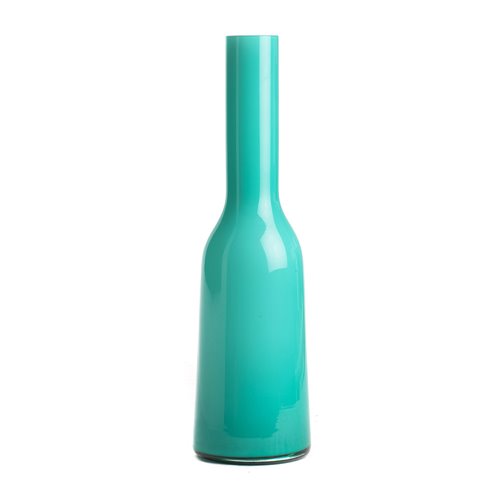 Sky blue bottle shaped glass vase