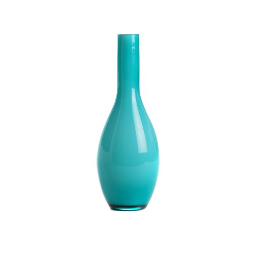 Sky blue flask glass vase