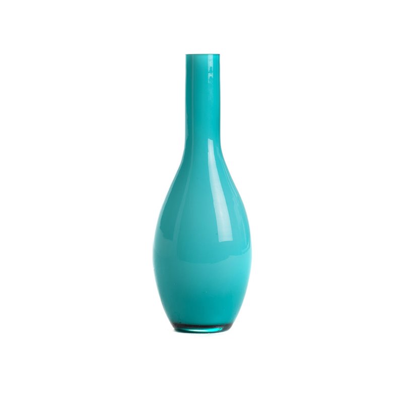 Sky blue flask glass vase